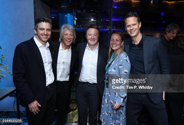 Vinnie Scordino, Jon Bon Jovi, Jonathan Burgesson-Carter, Caroline Farley and Luke Bradley-Jones attend the afterparty for the UK Premiere of "Thank...
