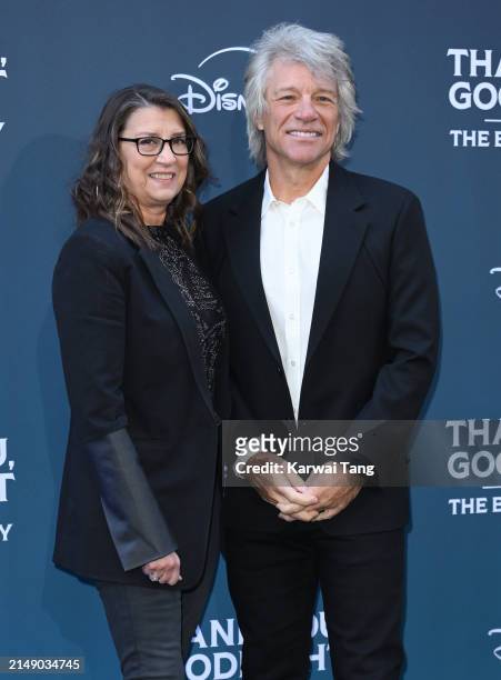 Dorothea Hurley and Jon Bon Jovi attend the "Thank You, Goodnight: The Bon Jovi Story" UK Premiere at the Odeon Luxe West End on April 17, 2024 in...