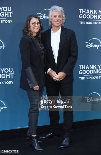 Dorothea Hurley and Jon Bon Jovi attend the "Thank You, Goodnight: The Bon Jovi Story" UK Premiere at the Odeon Luxe West End on April 17, 2024 in...