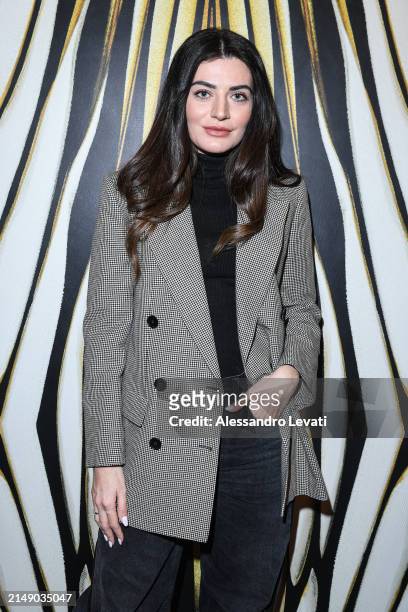 Flora Dalle Vacche attends the "Ray Of Gold" Home Collection presentation cocktail at Condé Nast Bistrot on April 17, 2024 in Milan, Italy.