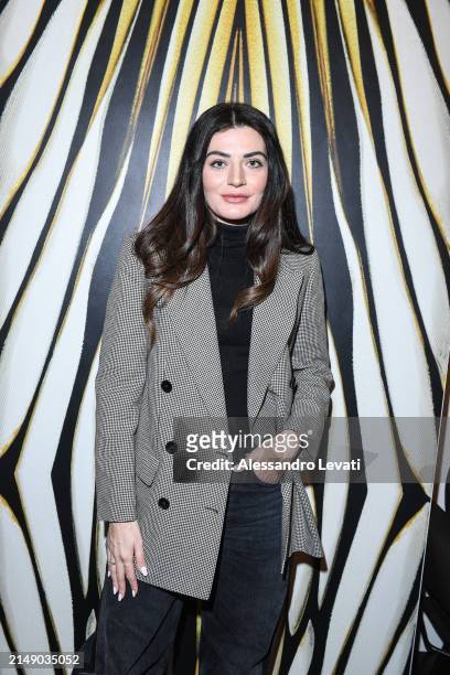 Flora Dalle Vacche attends the "Ray Of Gold" Home Collection presentation cocktail at Condé Nast Bistrot on April 17, 2024 in Milan, Italy.