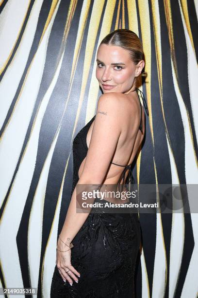 Veronica Ferraro attends the "Ray Of Gold" Home Collection presentation cocktail at Condé Nast Bistrot on April 17, 2024 in Milan, Italy.