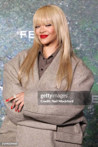 Rihanna attends the FENTY x PUMA Creeper Phatty Earth Tone Launch Party at Tobacco Dock on April 17, 2024 in London, England.