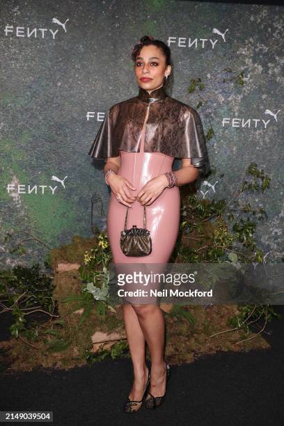 Celeste attends the FENTY x PUMA Creeper Phatty Earth Tone Launch Party at Tobacco Dock on April 17, 2024 in London, England.