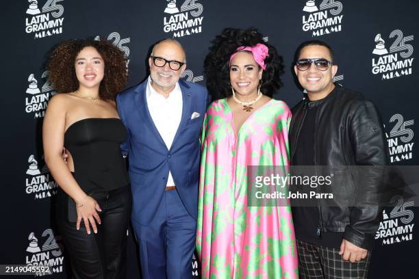Paola Guanche, Manuel Abud, CEO of The Latin Recording Academy, Aymée Nuviola and Felipe Peláez attend the 25th Annual Latin GRAMMY Awards® Official...