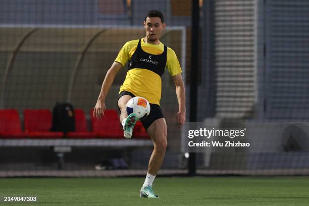 Behram Abduweli of Team China attends a training session ahead of the the AFC U23 Asian Cup 2024 Group B match between China and South Korea at the...