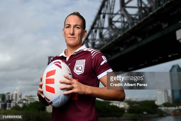 Ali Brigginshaw of Queensland poses for portraits during the 2024 Women's State of Origin Series Launch at Fiume Rooftop Bar on April 18, 2024 in...