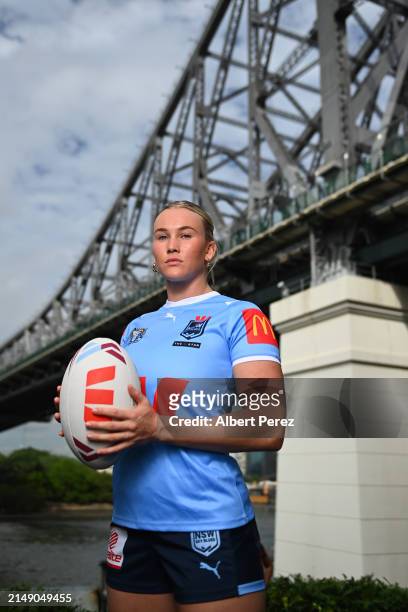 Jaime Chapman of NSW poses for portraits during the 2024 Women's State of Origin Series Launch at Fiume Rooftop Bar on April 18, 2024 in Brisbane,...
