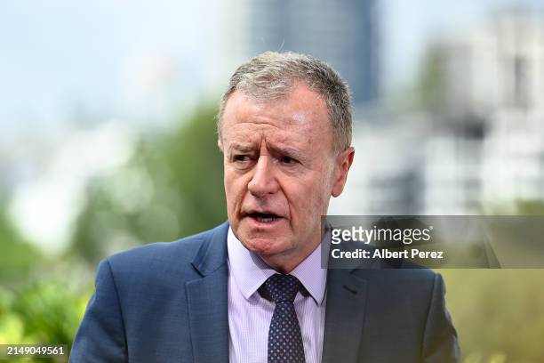 Graham Annesley, head of Elite Football at the NRL addresses the media during the 2024 Women's State of Origin Series Launch at Fiume Rooftop Bar on...