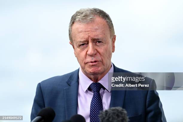 Graham Annesley, head of Elite Football at the NRL addresses the media during the 2024 Women's State of Origin Series Launch at Fiume Rooftop Bar on...