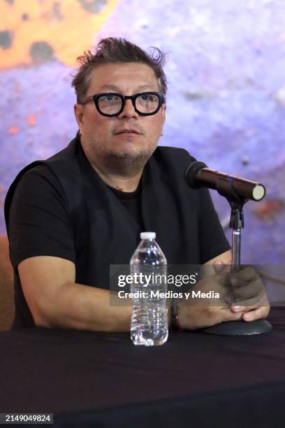 Rivelino speaks at the presentation of the new sculpture 'Tú' at Museo de Antropologia on April 17, 2024 in Mexico City, Mexico.