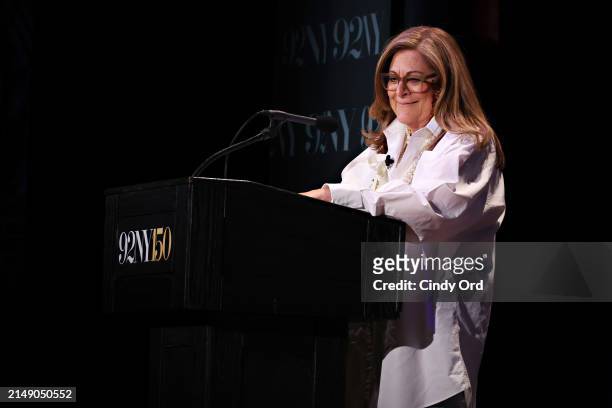 Fern Mallis speaks on stage during 'XYZ Presents: Fashion Icons with Fern Mallis: Jenna Lyons' at 92NY on April 17, 2024 in New York City.