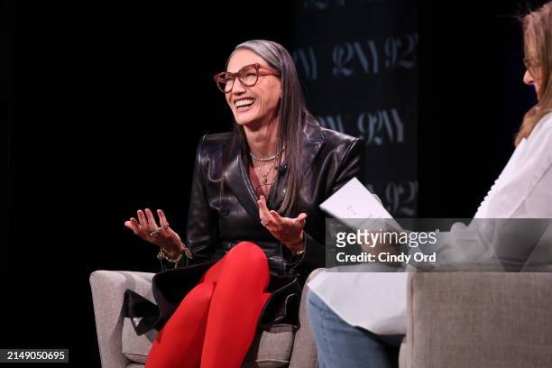 Jenna Lyons speaks on stage during 'XYZ Presents: Fashion Icons with Fern Mallis: Jenna Lyons' at 92NY on April 17, 2024 in New York City.