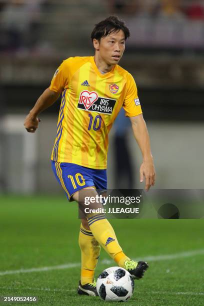 Ryang Yong-gi of Vegalta Sendai in action during the J.League J1 match between Vegalta Sendai and Shimizu S-Pulse at Yurtec Stadium Sendai on...