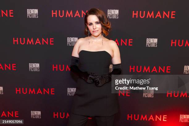 Emily Hampshire attends the World Premiere of "Humane" at Cineplex Cinemas Varsity and VIP on April 17, 2024 in Toronto, Ontario.