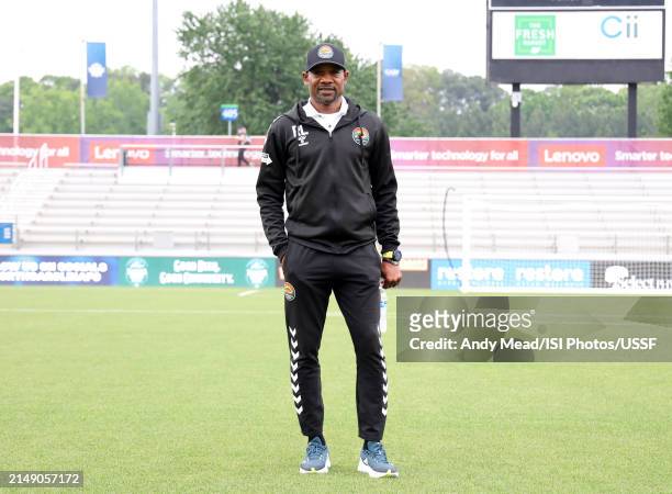 Head coach Roy Lassiter of Carolina Core FC poses for a photo during the U.S. Open Cup third round game between North Carolina FC and Carolina Core...