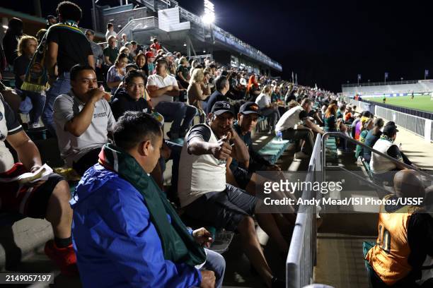 Fans cheer in the East Stand during the U.S. Open Cup third round game between North Carolina FC and Carolina Core FC at WakeMed Soccer Park on April...