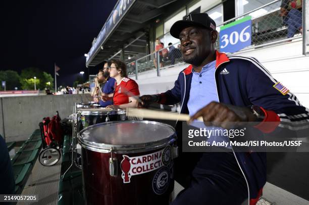 North Carolina FCs drum section performs during the game during the U.S. Open Cup third round game between North Carolina FC and Carolina Core FC at...