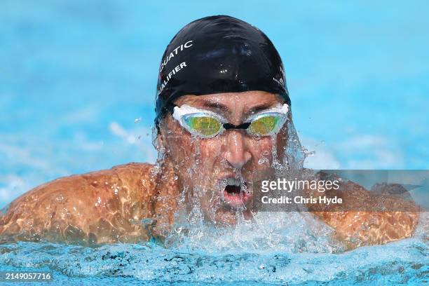 Sally Hunter competes in the Women’s 100m Breastroke Heats during the 2024 Australian Open Swimming Championships at Gold Coast Aquatic Centre on...