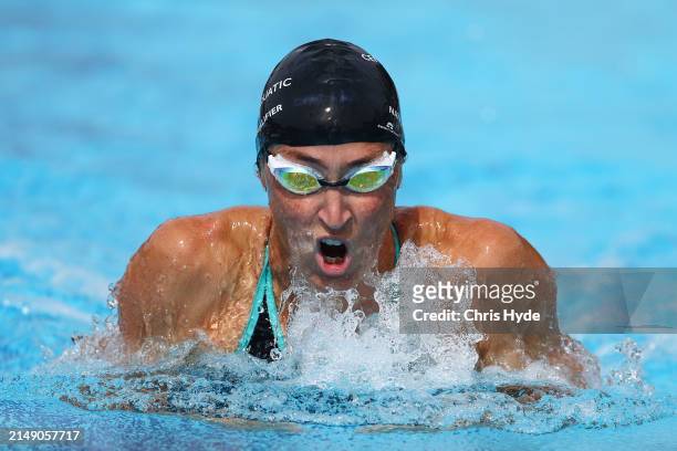 Sally Hunter competes in the Women’s 100m Breastroke Heats during the 2024 Australian Open Swimming Championships at Gold Coast Aquatic Centre on...