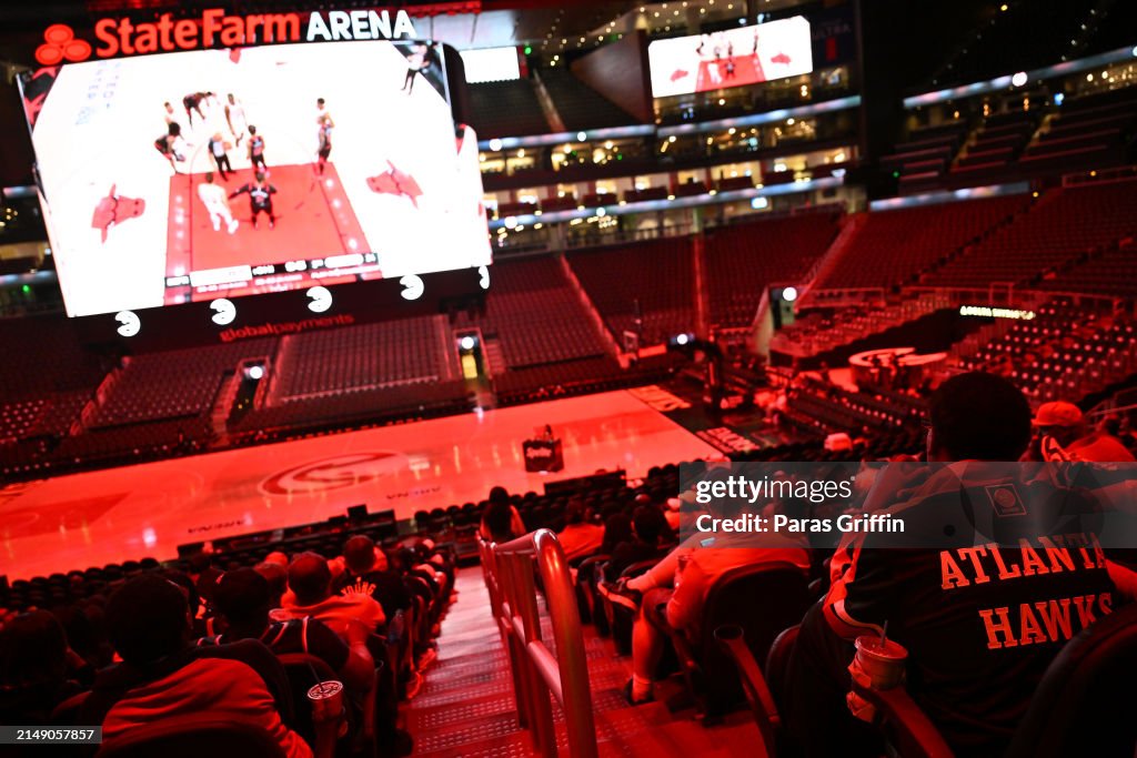 Fans Attend Watch Party For Atlanta Hawks v Chicago Bulls - Play-In Tournament Game