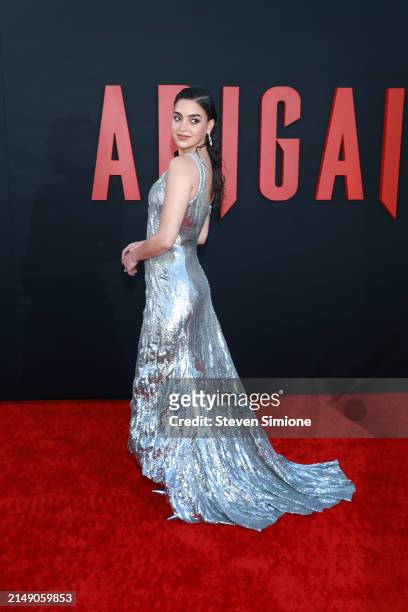 Melissa Barrera attends the Los Angeles premiere of Universal Pictures "Abigail" at Regency Village Theatre on April 17, 2024 in Los Angeles,...