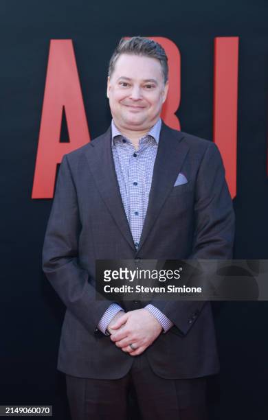 Guy Busick attends the Los Angeles premiere of Universal Pictures "Abigail" at Regency Village Theatre on April 17, 2024 in Los Angeles, California.