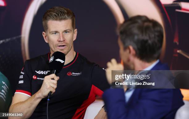 Nico Hulkenberg of Germany and Haas F1 attends the Drivers Press Conference during previews ahead of the F1 Grand Prix of China at Shanghai...