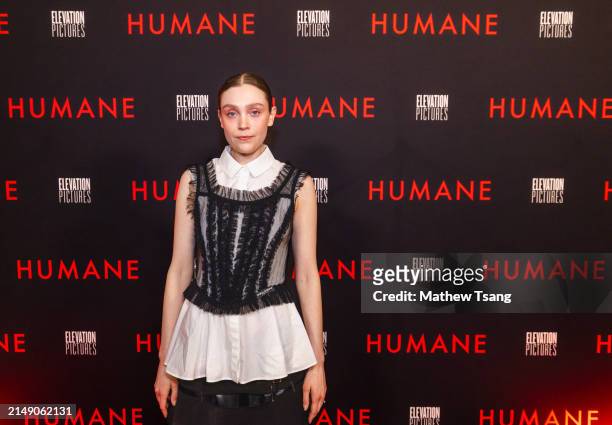 Alanna Bale attends the World Premiere of "Humane" at Cineplex Cinemas Varsity and VIP on April 17, 2024 in Toronto, Ontario.