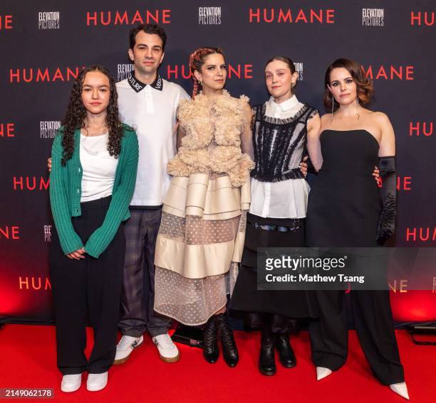 Sirena Gulamgaus, Jay Baruchel, Caitlin Cronenberg, Alanna Bale, and Emily Hampshire attend the World Premiere of "Humane" at Cineplex Cinemas...