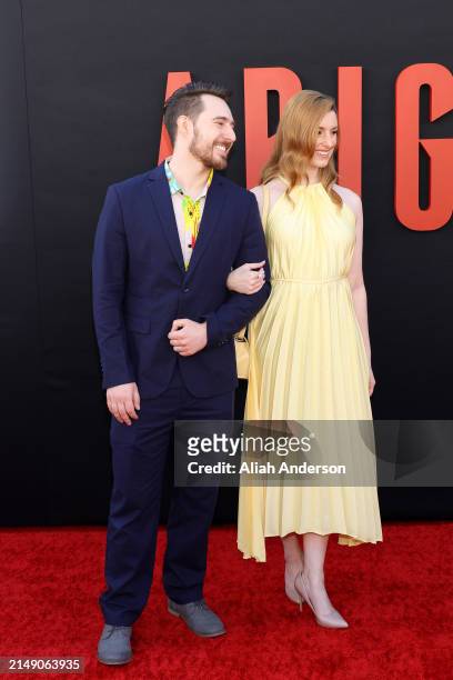 James A. Janisse and Chelsea Rebecca attends the Los Angeles premiere of Universal Pictures "Abigail" at Regency Village Theatre on April 17, 2024 in...