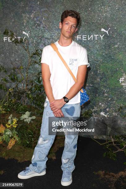 George Tabor-King attends the FENTY x PUMA Creeper Phatty Earth Tone Launch Party at Tobacco Dock on April 17, 2024 in London, England.