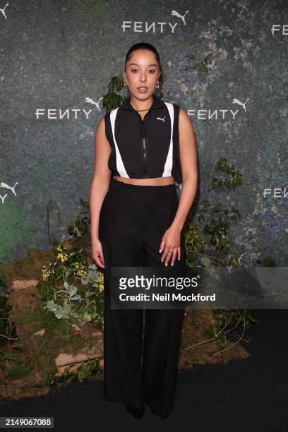 Grace Carter attends the FENTY x PUMA Creeper Phatty Earth Tone Launch Party at Tobacco Dock on April 17, 2024 in London, England.