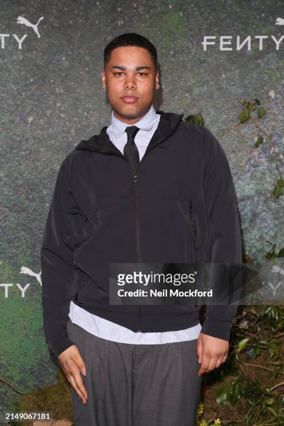 Sekou attends the FENTY x PUMA Creeper Phatty Earth Tone Launch Party at Tobacco Dock on April 17, 2024 in London, England.