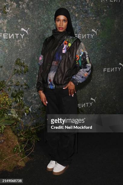 Ikram Abdi Omar attends the FENTY x PUMA Creeper Phatty Earth Tone Launch Party at Tobacco Dock on April 17, 2024 in London, England.