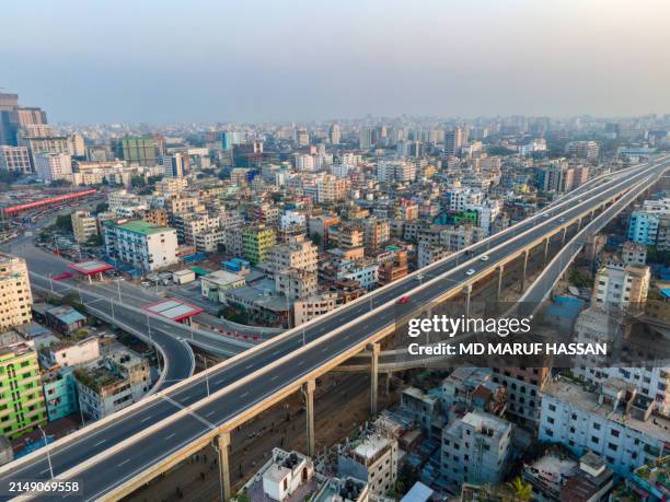 dhaka cityscape. dhaka elevated expressway. multilane highway of dhaka - dhaka stock pictures, royalty-free photos & images