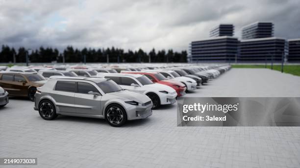 nouvelles voitures modernes - parc automobile photos et images de collection