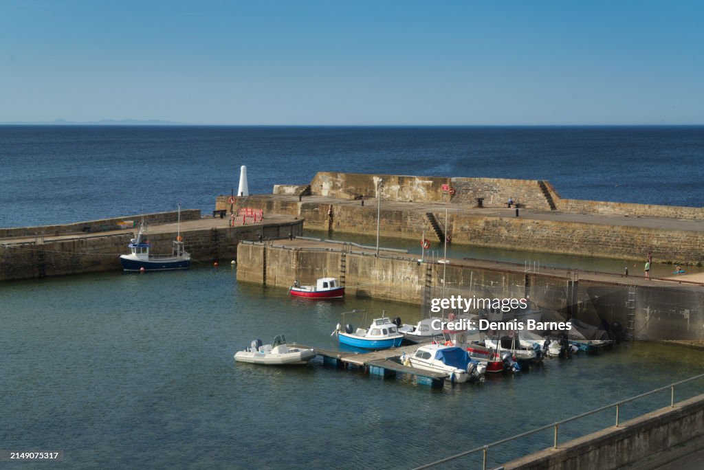 Looking north over Cullen harbour to Moray firth. Moray firth, Highland Region scotland UK