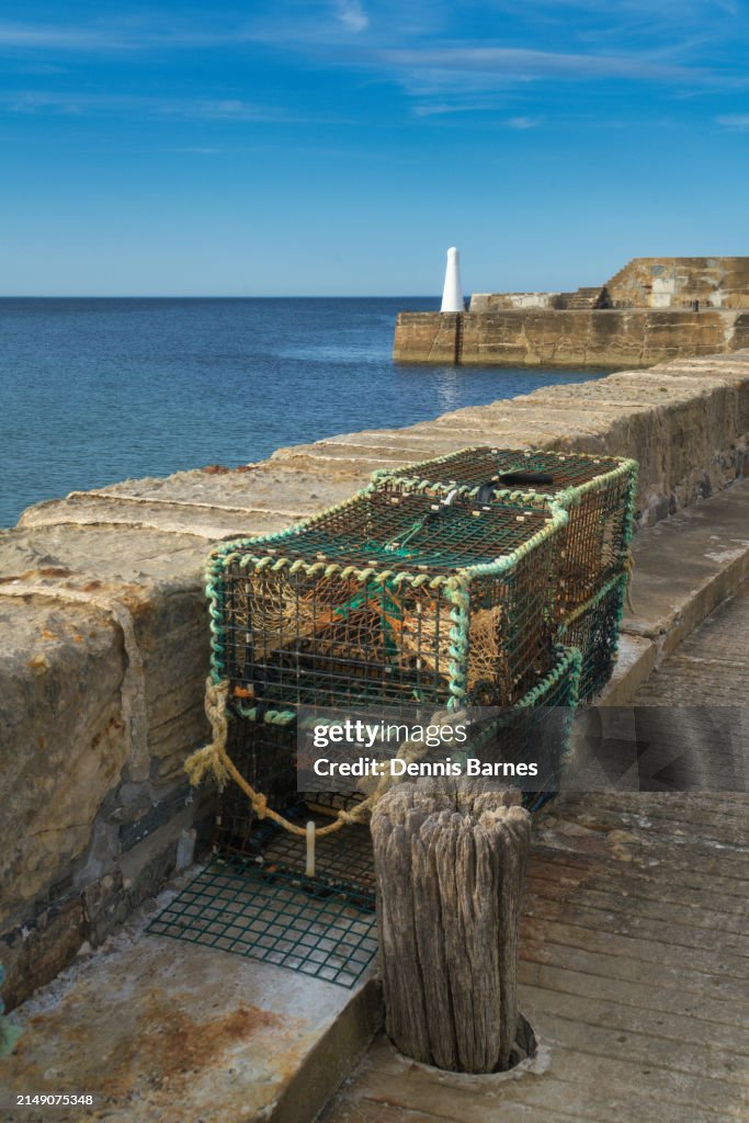 Looking north over Cullen harbour to Moray firth. Moray firth, Highland Region scotland UK