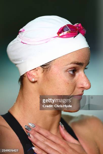 Kaylee McKeown looks on after competing in the Women’s 400m Individual Medley Final during the 2024 Australian Open Swimming Championships at Gold...