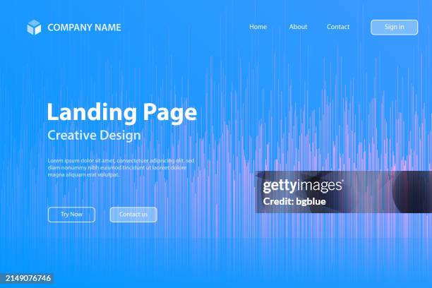 landing page template - abstract background with vertical lines and blue gradient - spacious office stock illustrations