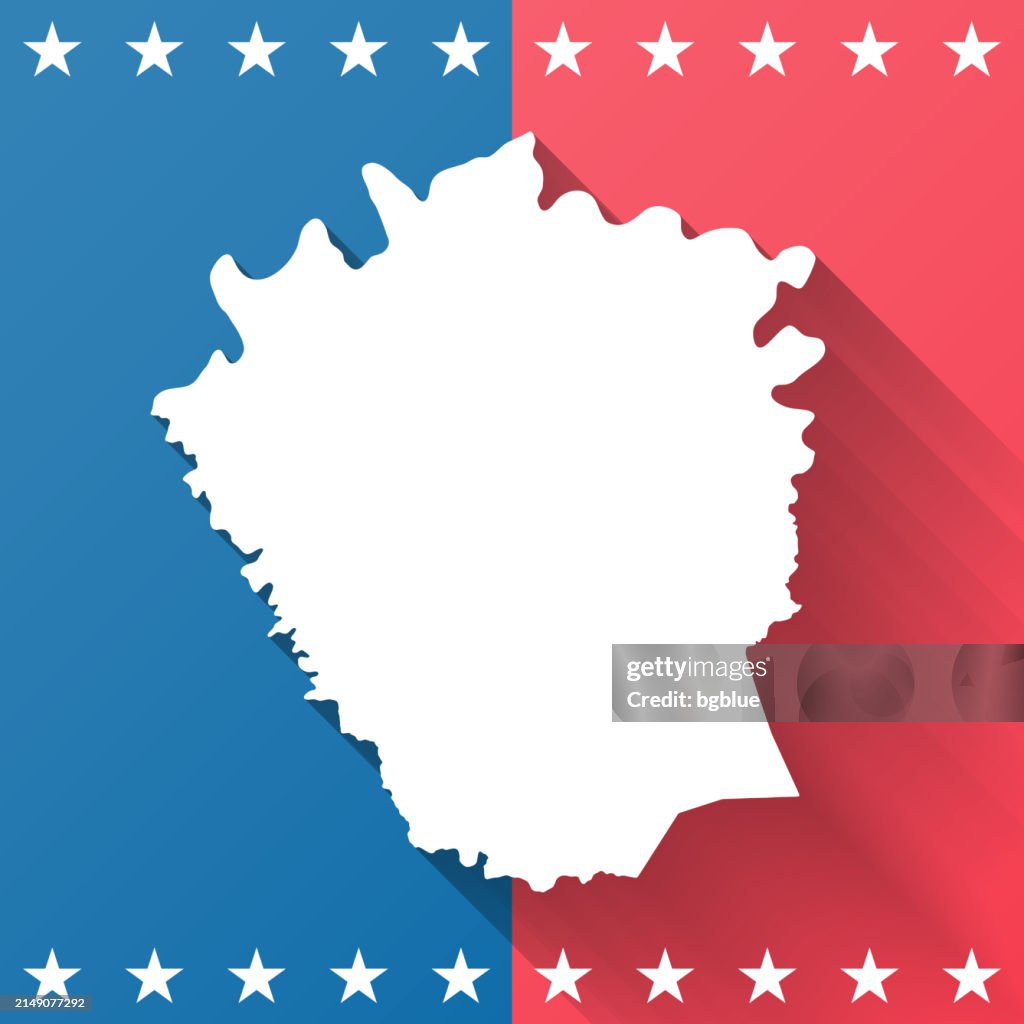 Madison County, Kentucky. Map on blue and red background
