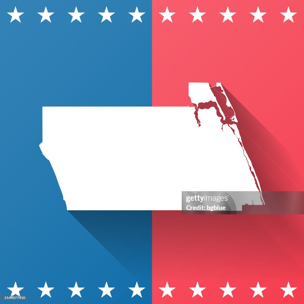 Martin County, Florida. Map on blue and red background