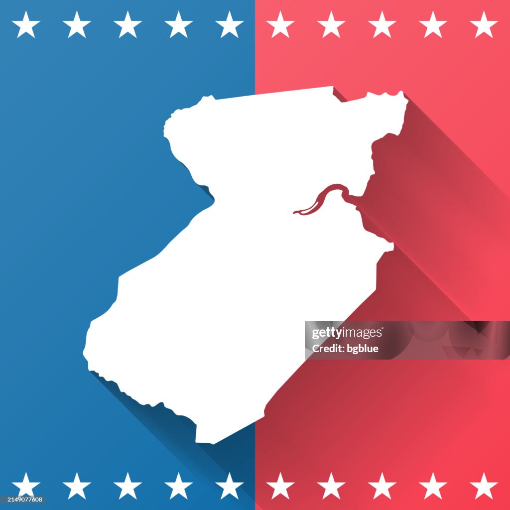 Middlesex County, New Jersey. Map on blue and red background