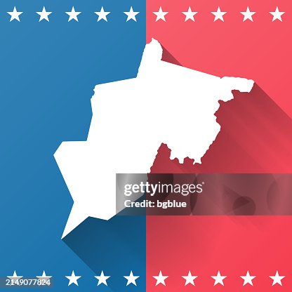 Randolph County West Virginia Map On Blue And Red Background High-Res