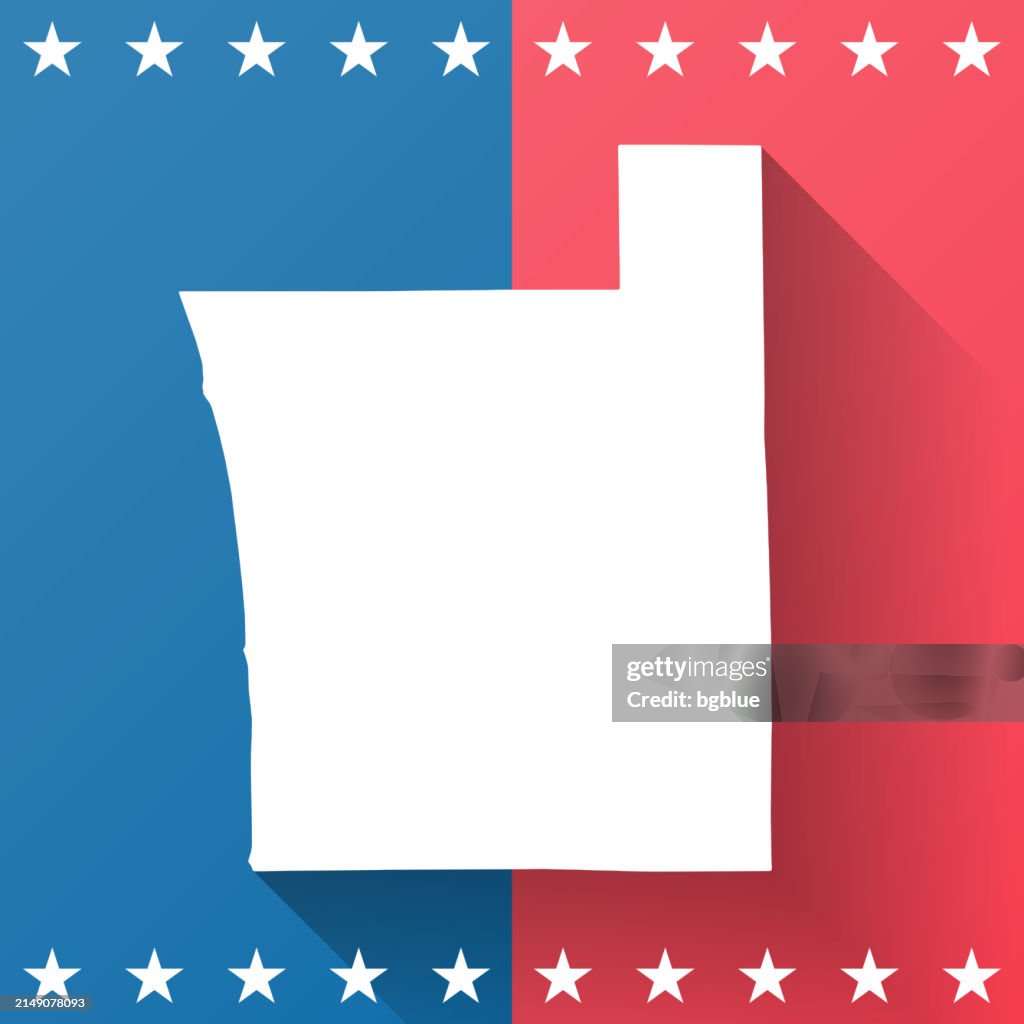 Ottawa County, Michigan. Map on blue and red background