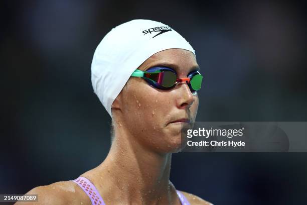 Emma McKeon looks on aheah the Women’s 50m Freestyle Final during the 2024 Australian Open Swimming Championships at Gold Coast Aquatic Centre on...