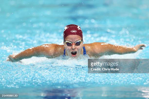 Elizabeth Dekkers competes in the Women's 200m Butterfly Final during the 2024 Australian Open Swimming Championships at Gold Coast Aquatic Centre on...