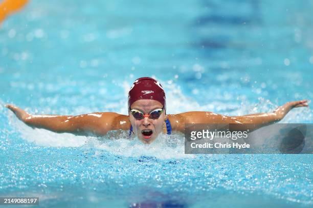 Elizabeth Dekkers competes in the Women's 200m Butterfly Final during the 2024 Australian Open Swimming Championships at Gold Coast Aquatic Centre on...