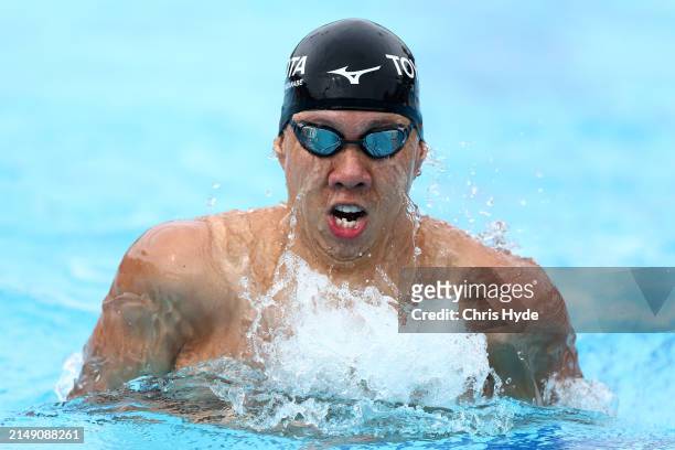 Ippei Watanabe of Japan competes in the Men’s 200m Breastroke Heats during the 2024 Australian Open Swimming Championships at Gold Coast Aquatic...